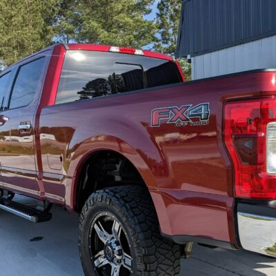 red semi truck front end